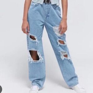 Women's Light Blue Distressed Jeans
